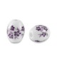 Ceramic bead oval 10x8mm White-lotus purple